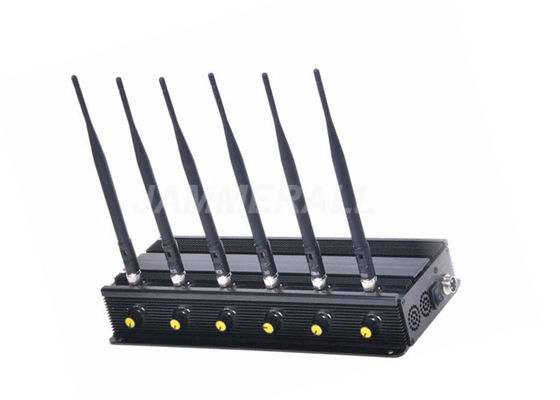 คุณภาพ  6 Band Desktop Cell Phone Signal Jammer , Adjustable Cellular 3G 4G WiFi Jammer โรงงาน
